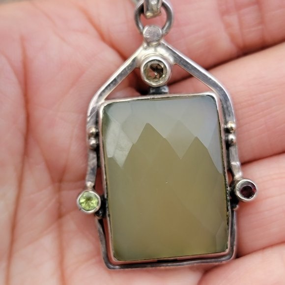 Stunning artisan handmade 925 sterling silver cushion cut chacelodony w/quartz - Picture 12 of 16